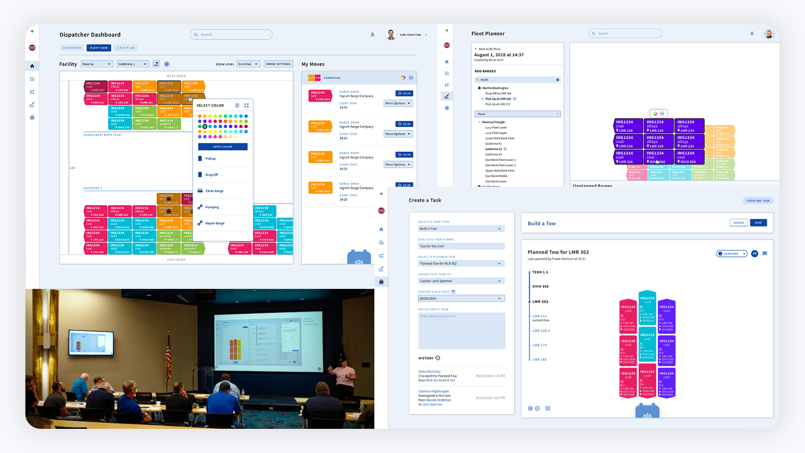 Role-aware product interface from the waterway logistics redesign